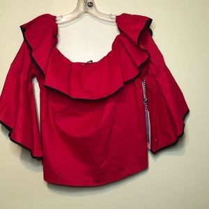 Iris Red Off the Shoulder Top